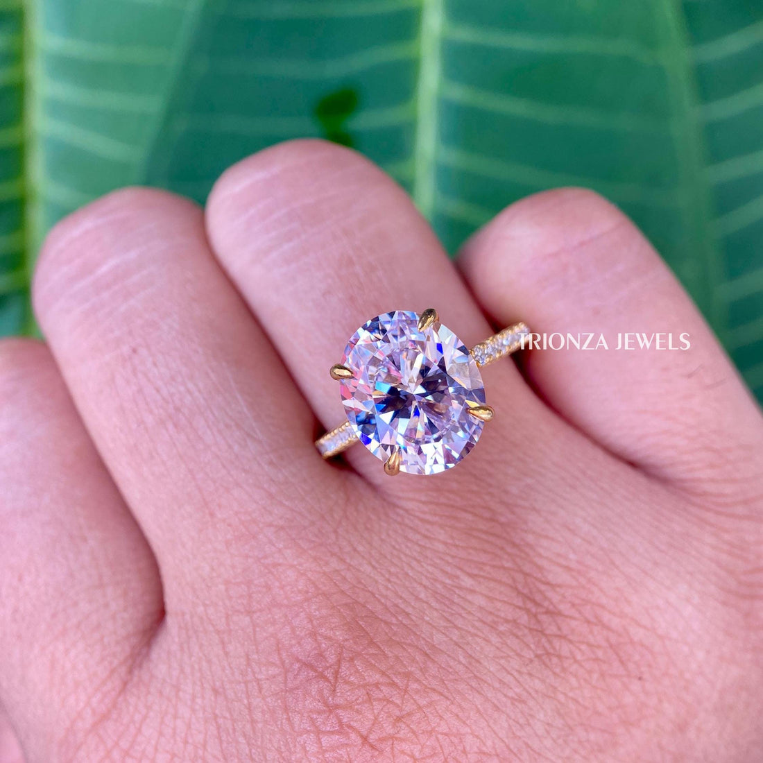 4 CT Oval Moissanite Engagement Ring | 14K Gold Wedding Ring