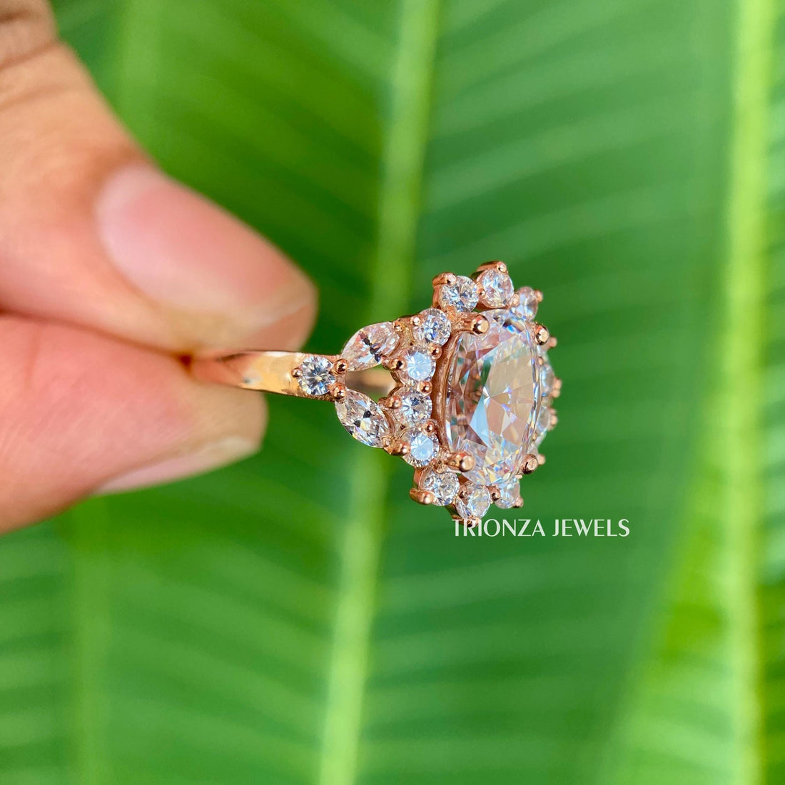 3.63 CT Oval Moissanite Engagement Ring | 14K Gold Halo Setting