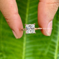 Princess cut moissanite engagement ring featuring a colorless 2 CT solitaire center stone