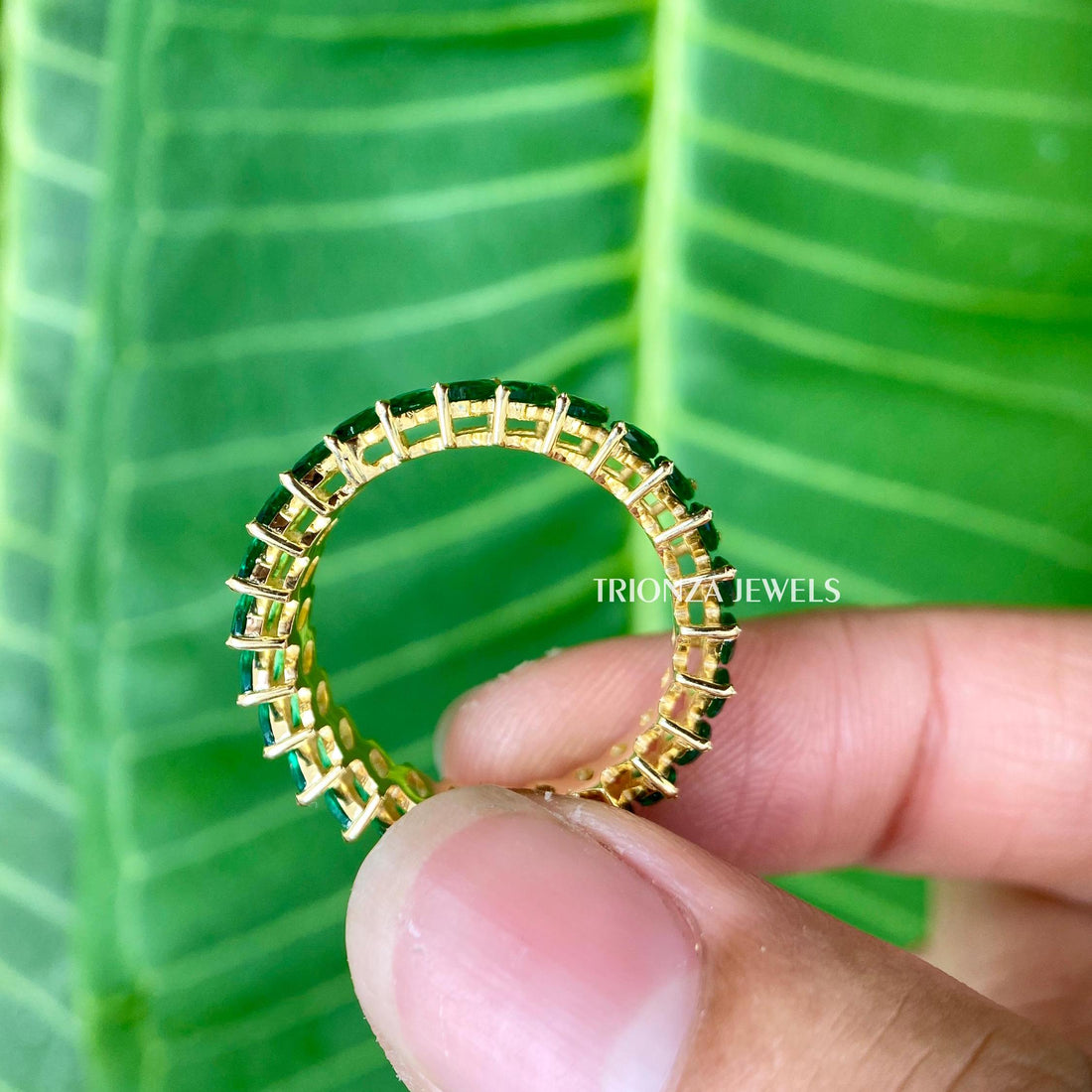 Rose Gold Marquise Moissanite Eternity Stackable Wedding Band