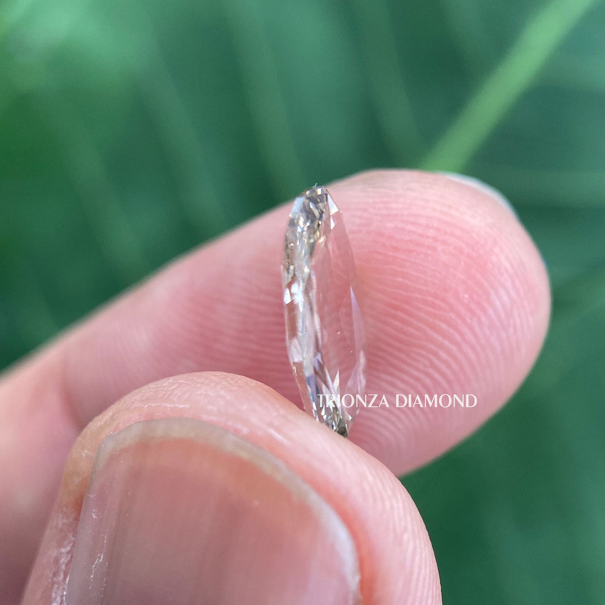 Close-up of the vintage style rose cut diamond highlighting its VS1 clarity and unique facets