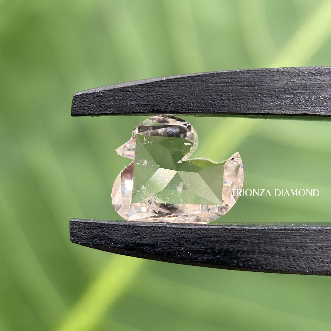Duck shape lab grown diamond loose stone displayed to show its fancy cut detail