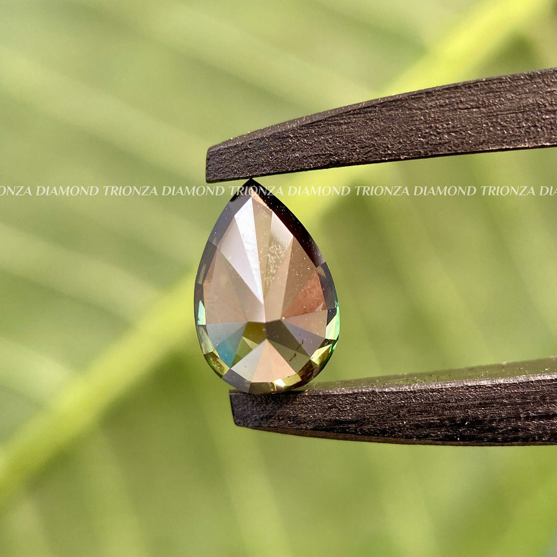 2 CT Pear Deep Green Lab Grown Diamond Engagement Ring