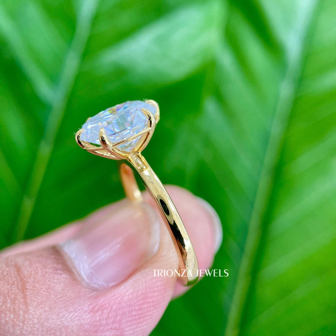 2.50 CT Oval Moissanite Solitaire Engagement Ring | 18K Yellow Gold