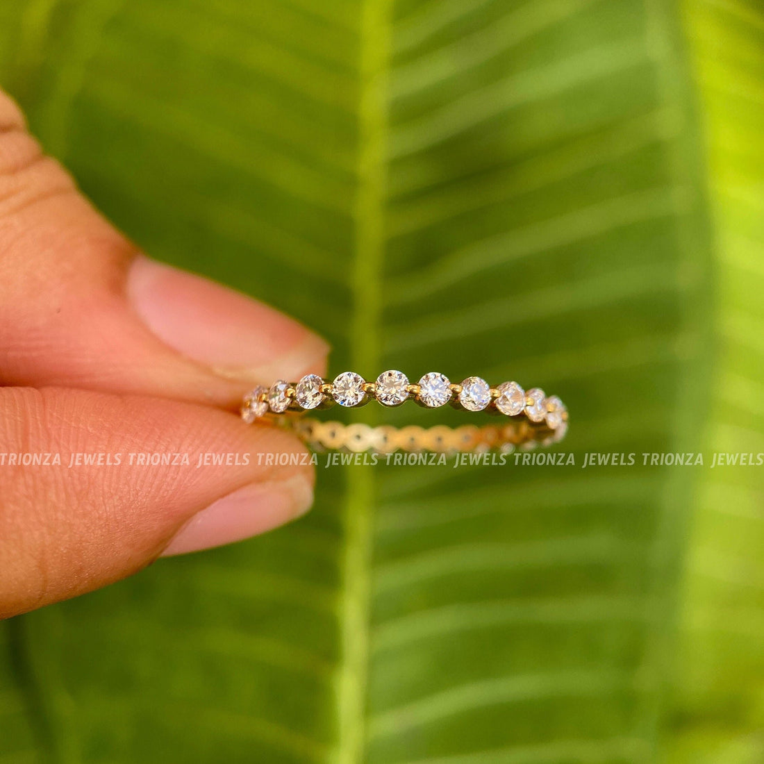 Full Eternity 2.0MM Round Moissanite Wedding Band - Stackable & Minimalist