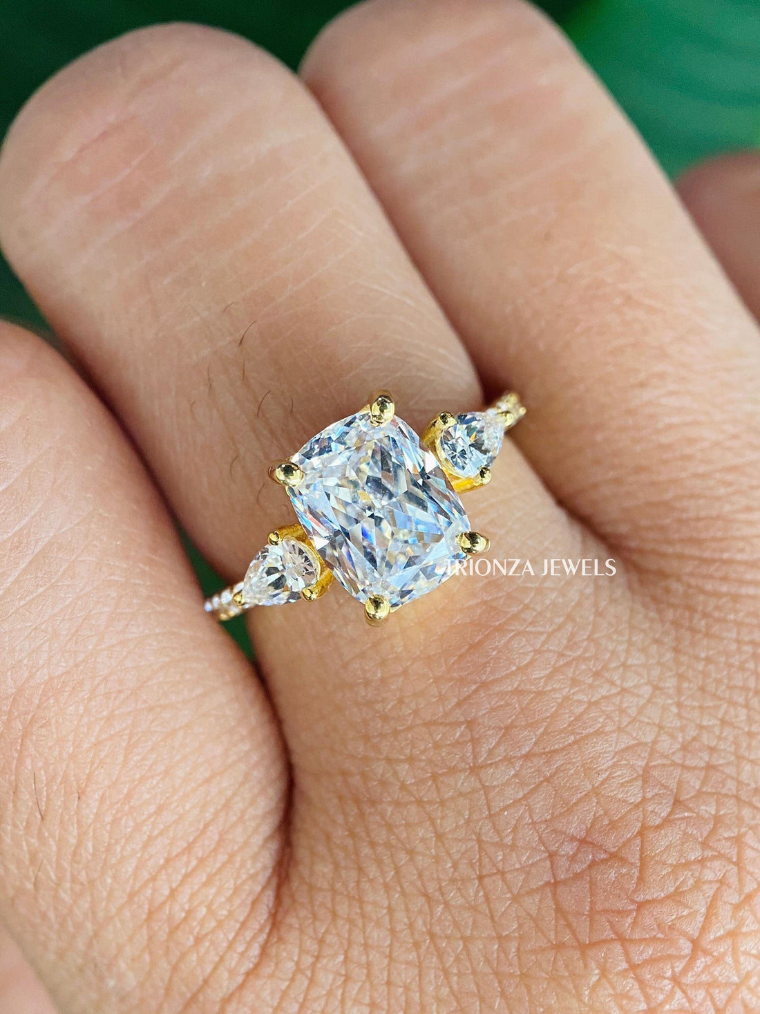 4ct Elongated Cushion Moissanite Solitaire Engagement Ring 14K WG