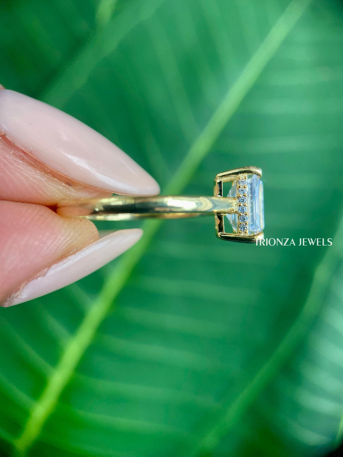 14k Gold Emerald Cut 1.00 CT Moissanite Engagement Ring