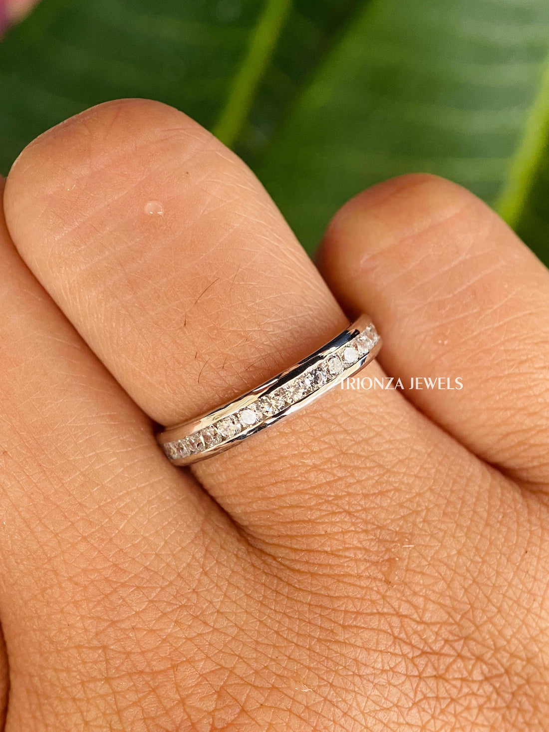 14k Channel Set Moissanite Full Eternity Wedding & Stackable Band