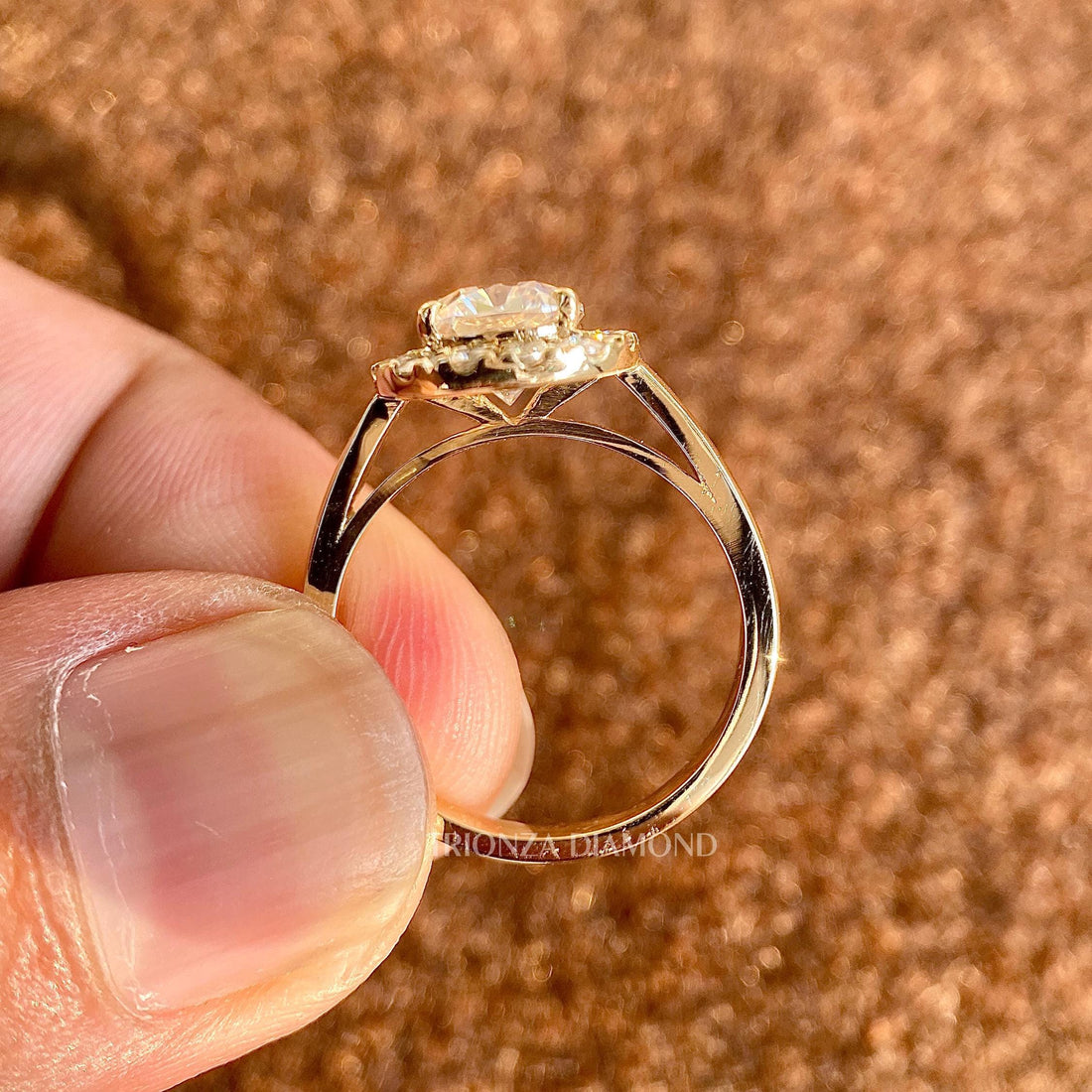 3 CT Elongated Cushion Lab Diamond Halo Engagement Ring E/VS1