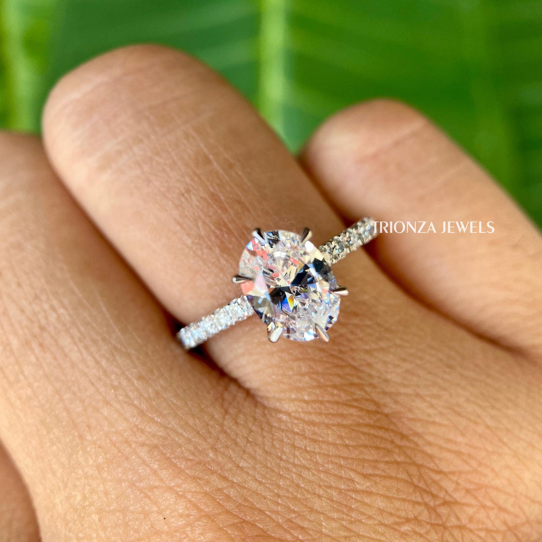 1.10 CT Oval Moissanite Engagement Ring - 6 Prong Solitaire