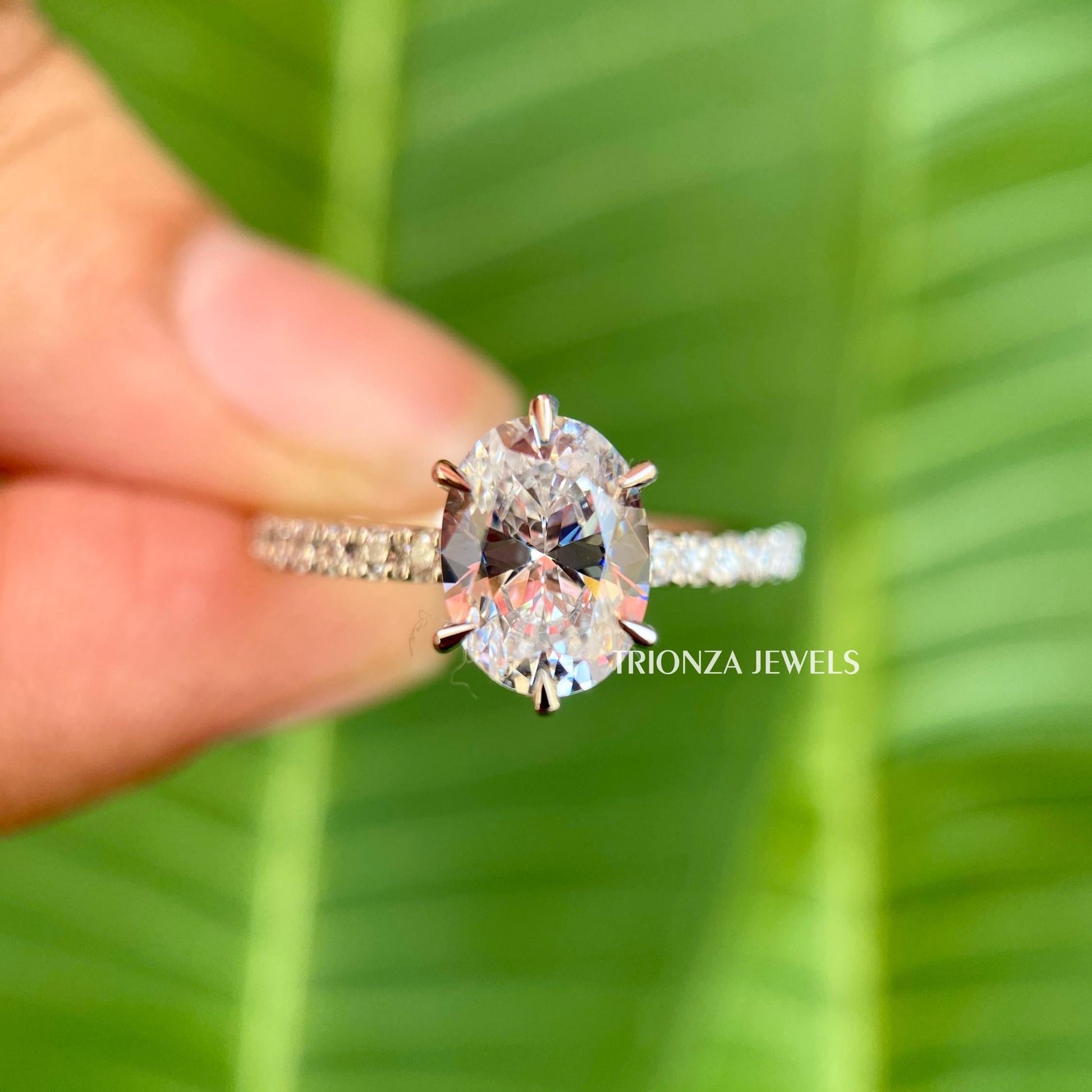 1.10 CT Oval Moissanite Engagement Ring - 6 Prong Solitaire