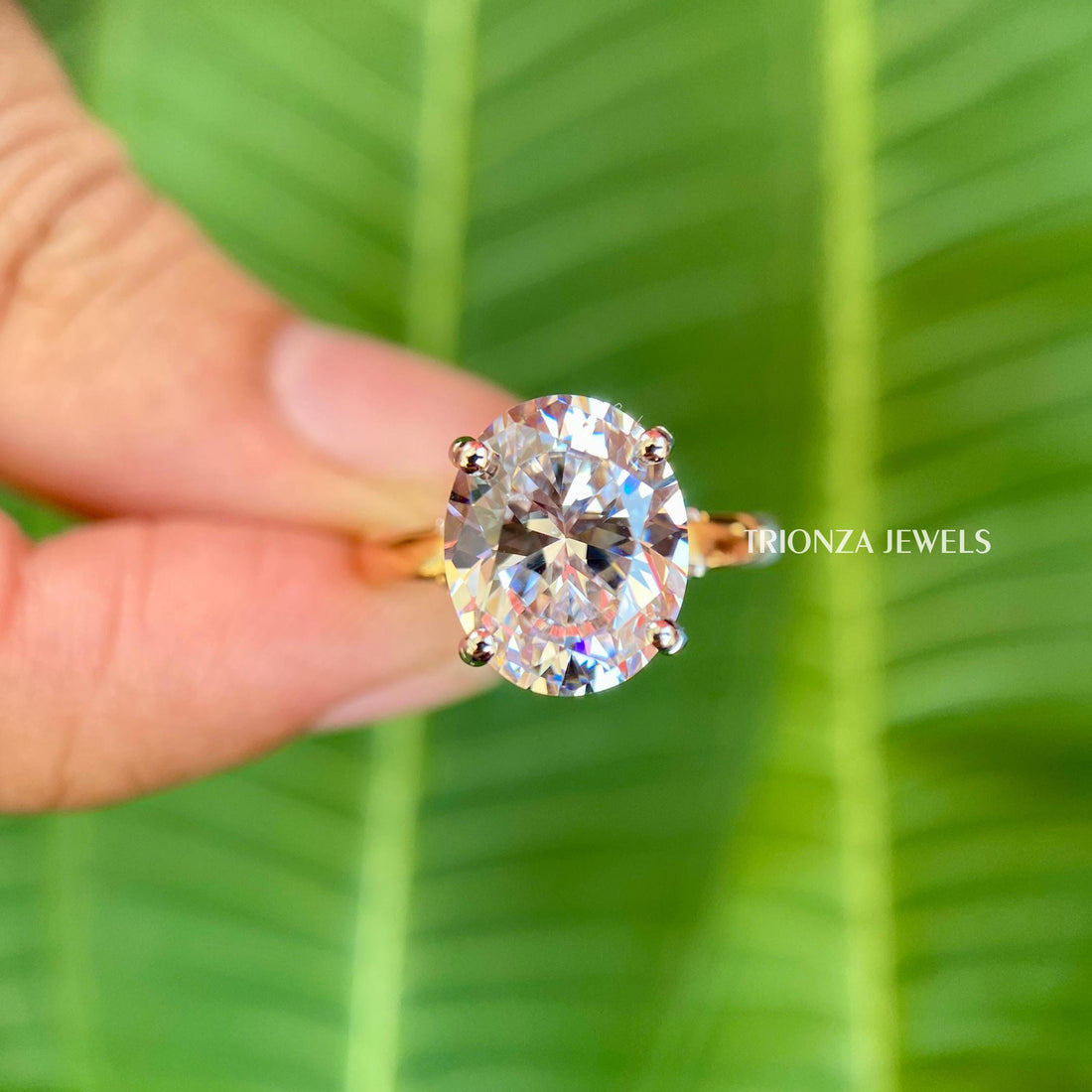 3 CT Oval Halo Moissanite Wedding Ring for Women | Handmade Gift