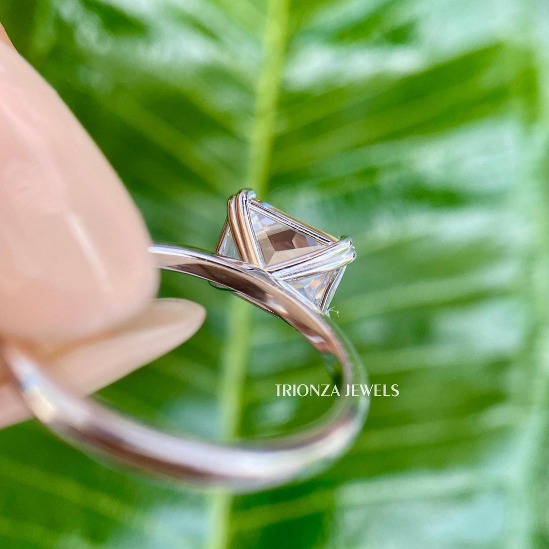 2 CT East-West Radiant Moissanite Solitaire Engagement Ring 14K Gold