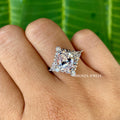 Oval moissanite engagement ring with floral halo design crafted in solid 14K Solid Gold