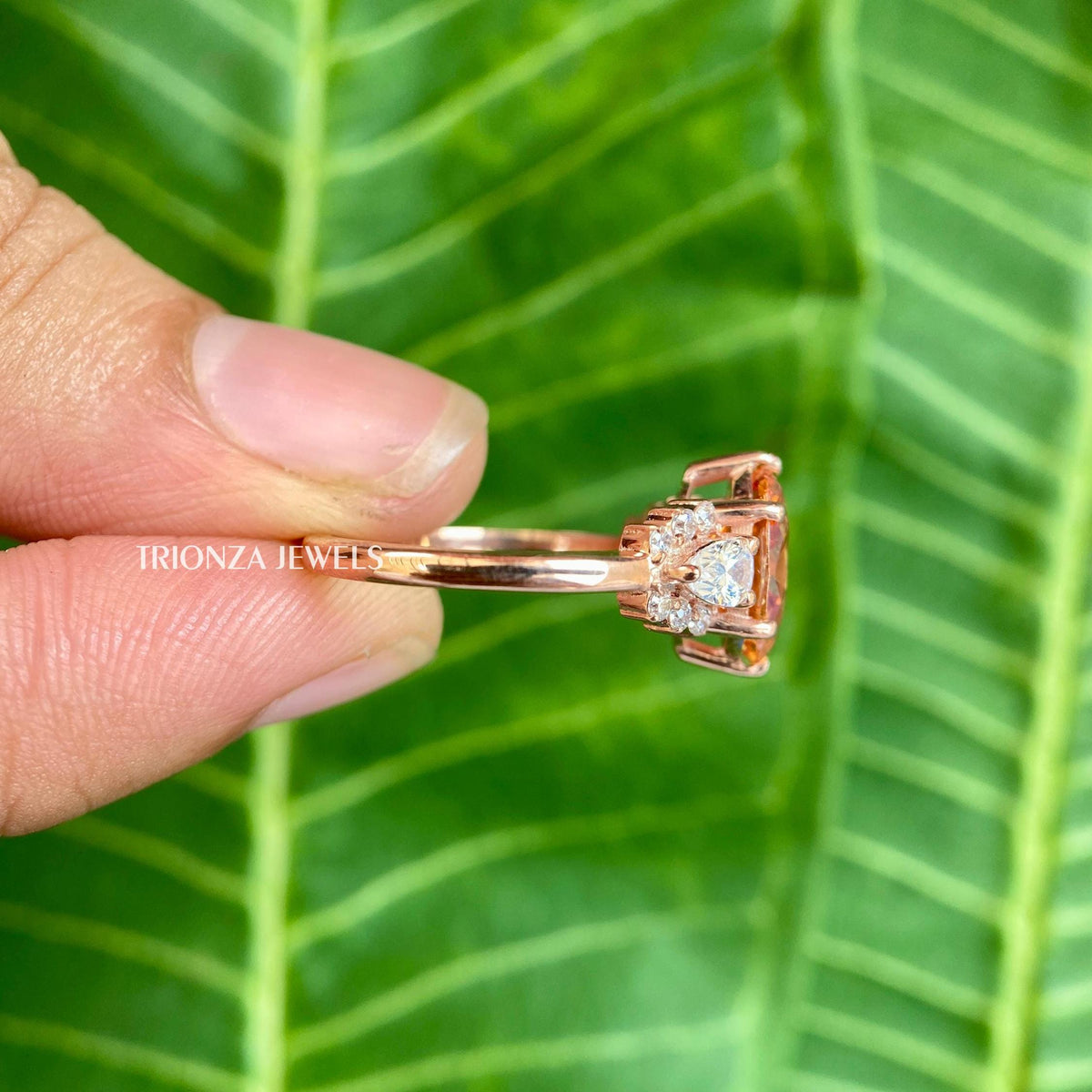 Handmade moissanite ring crafted with prong and halo setting details for lasting sparkle