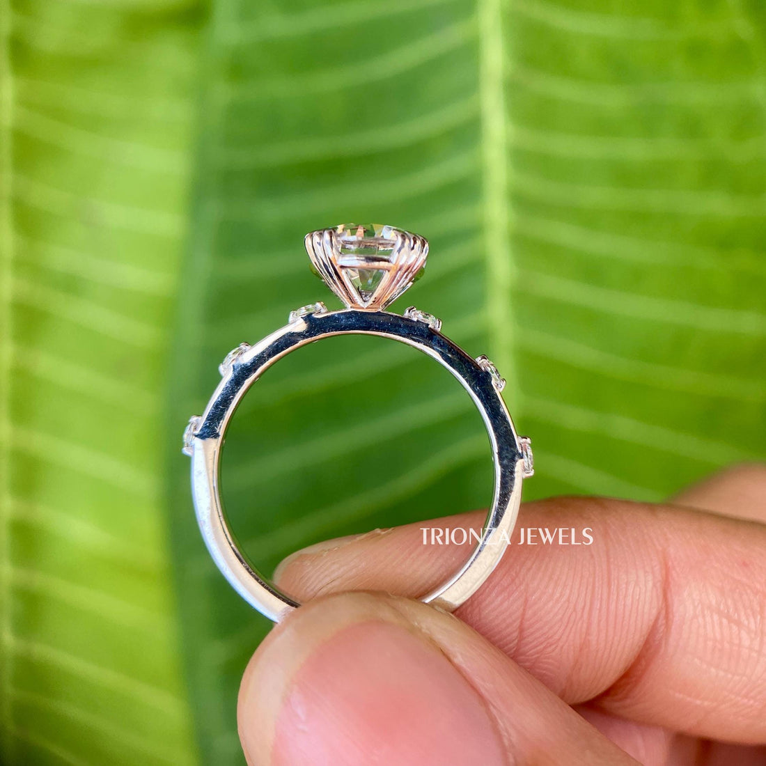 Vintage 1.66 CTW Round Moissanite Engagement & Wedding Ring