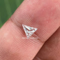 Close-up of the 0.32 CT trillion shape diamond highlighting its E color and VVS2 clarity
