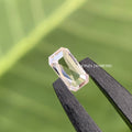 Close-up of the 0.50 CT emerald cut diamond highlighting its F color and VS1 clarity