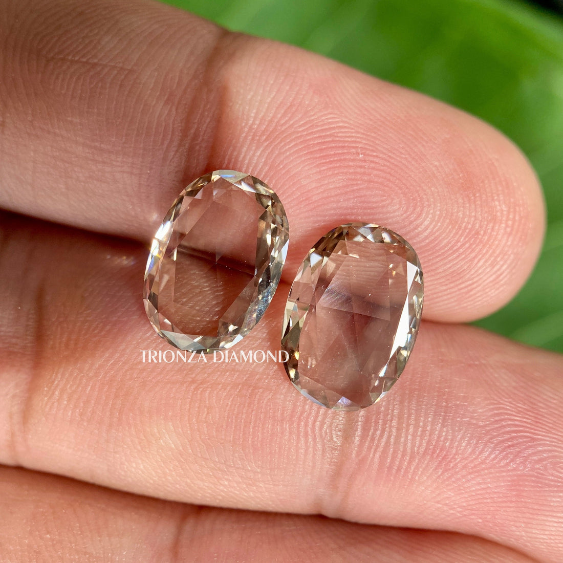 4.00 TCW Oval Rose Cut Lab Grown Diamond Pair - Engagement Ring