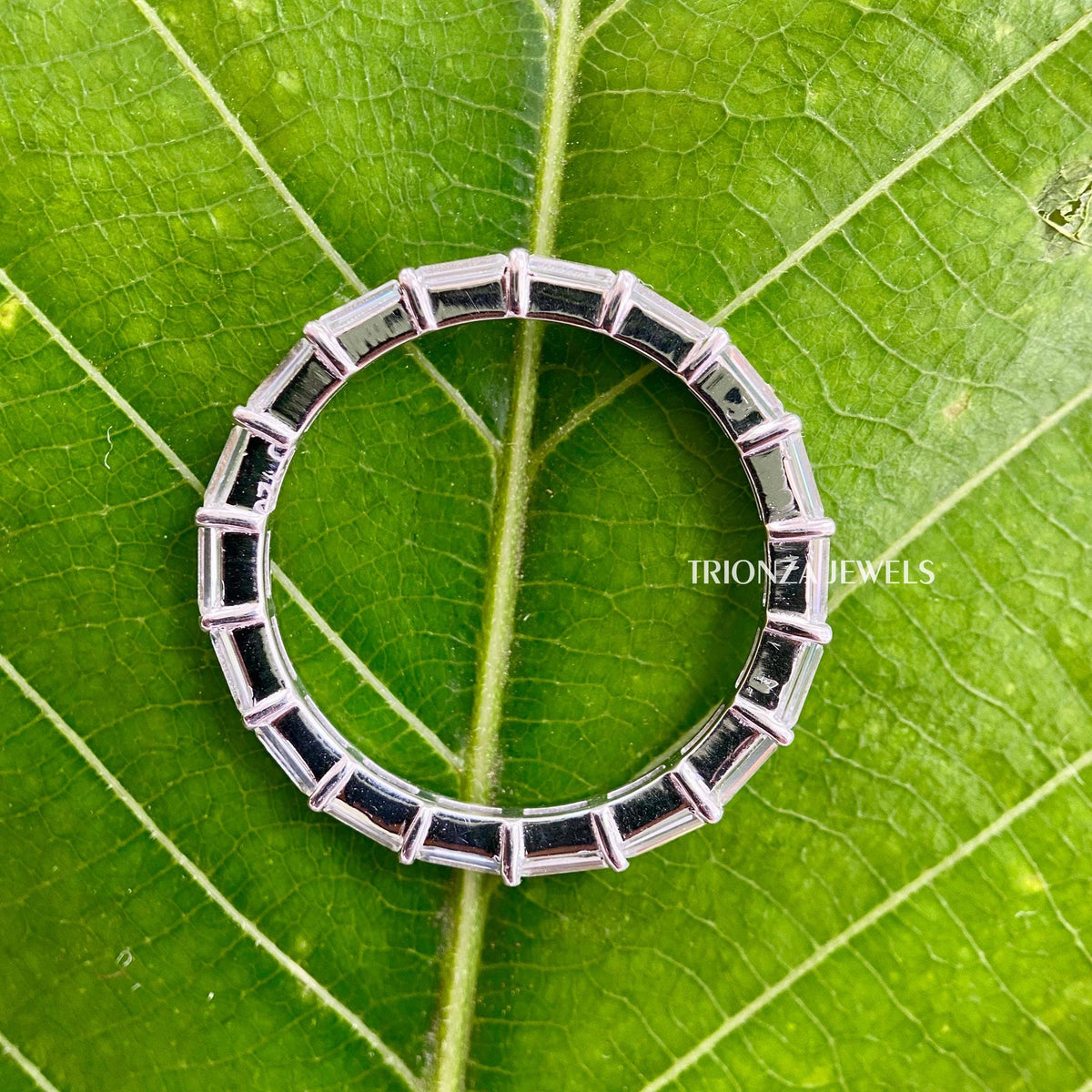TrionzaDiamond handmade baguette moissanite ring designed as a meaningful anniversary gift