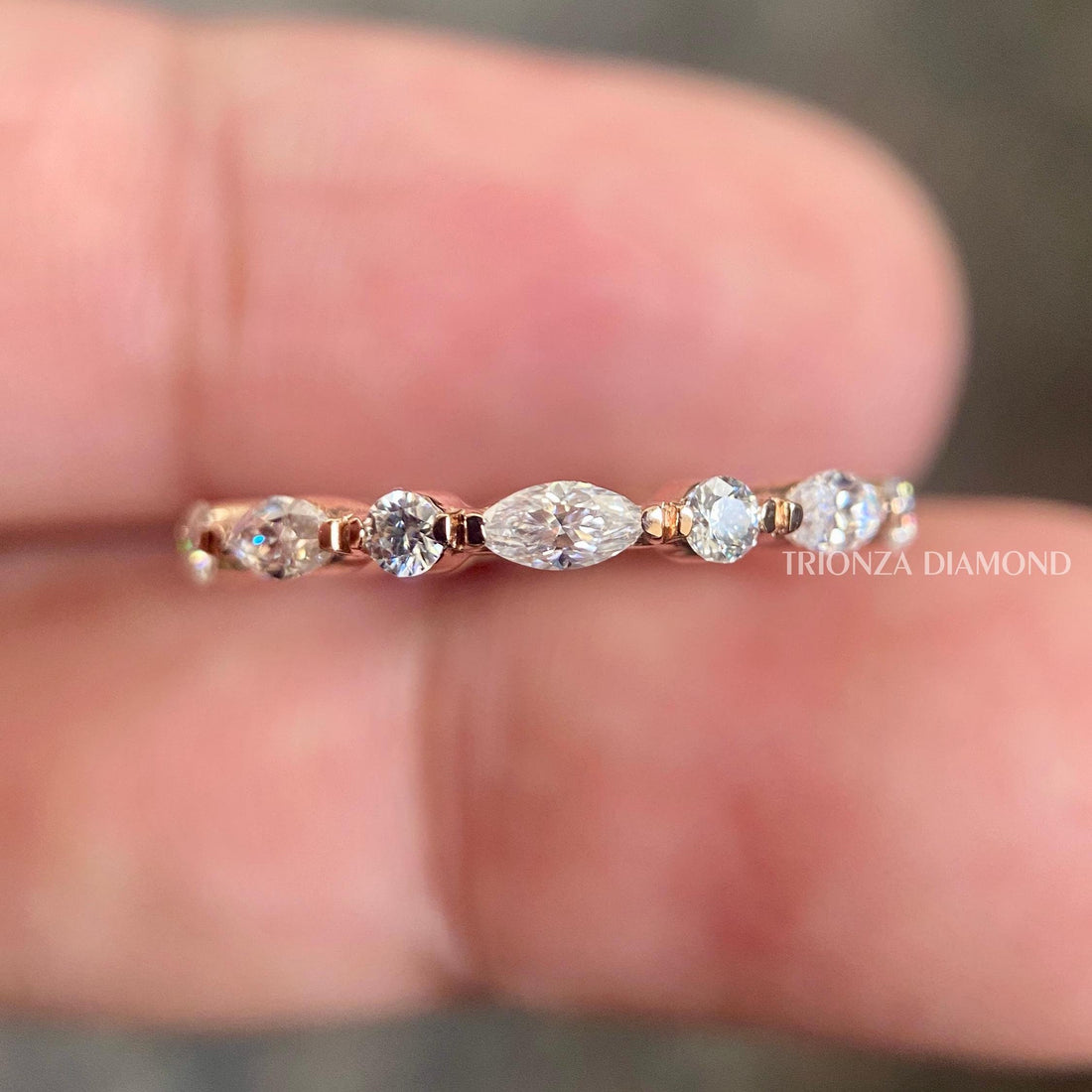 1.2 Ct Marquise shape Lab Grown Diamond Eternity Band 14K Gold Proposal Engagement Wedding Anniversary Gift for Her Wife Birthday Gift