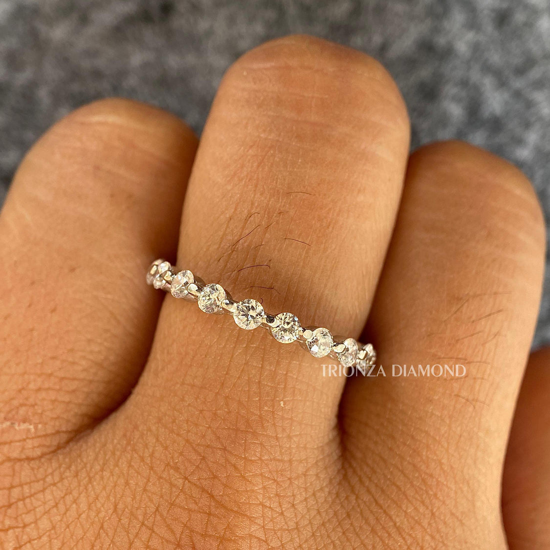 Lab Grown Diamond Full Eternity Wedding Band - Minimalist Bubble Prong