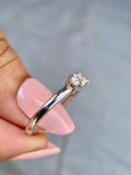 Woman wearing the oval lab grown diamond ring as an everyday promise ring