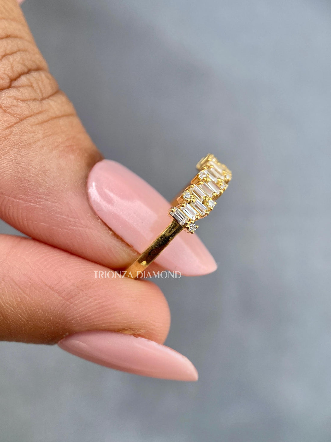 Lab Grown Diamond Half Eternity Band | Gold Stacking Ring