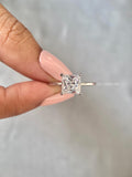 Close-up of the 2 carat princess cut CVD diamond showing F color and VVS2 clarity