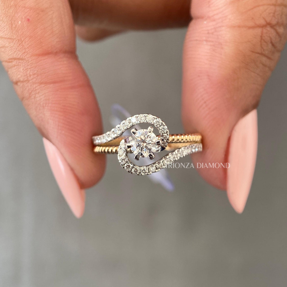 Handcrafted diamond wedding band available in yellow, white, or rose gold options