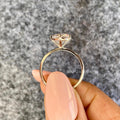 Close-up of the 2 CT round cut diamond showing its E color and VVS2 clarity