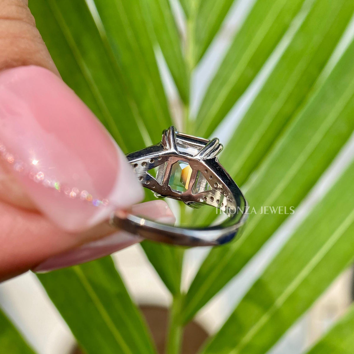 emerald cut moissanite engagement ring