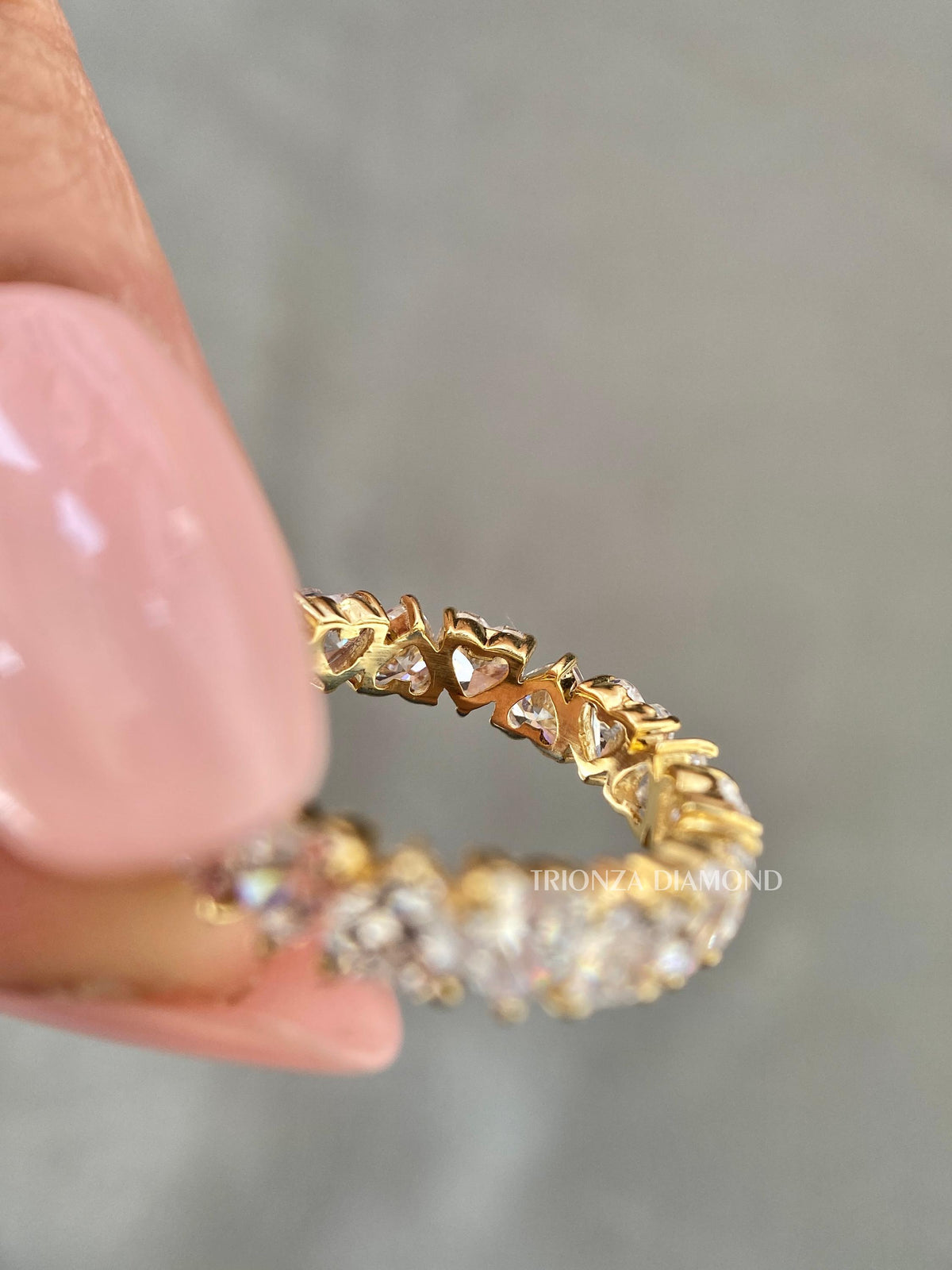 IGI certified lab grown diamond set in a handmade TrionzaDiamond heart shaped ring