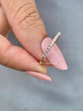 Round cut lab grown diamond thin ball stacking ring crafted in 14K solid gold