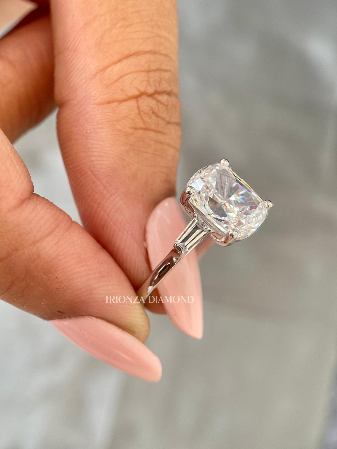 3CT Cushion Lab Grown Diamond Engagement Ring - IGI Certified