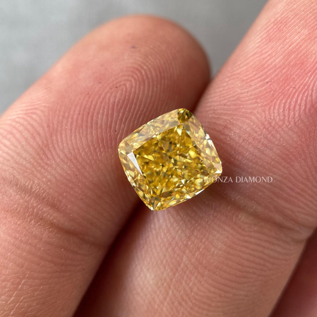 3.23 CT Vivid Yellow Cushion Lab Grown Diamond - Custom Ring
