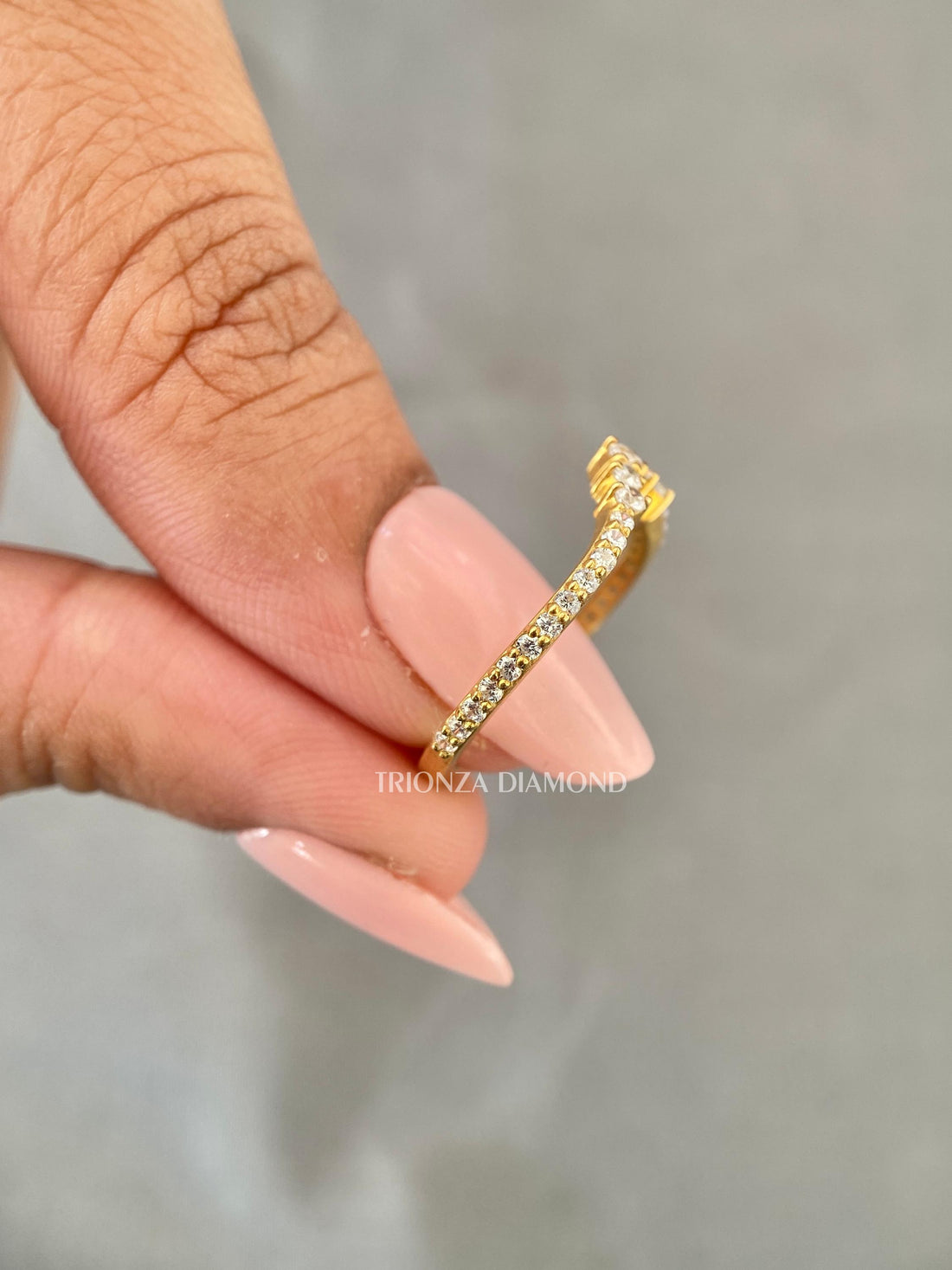 14k Gold Lab Grown Diamond Curved Wedding & Stacking Band