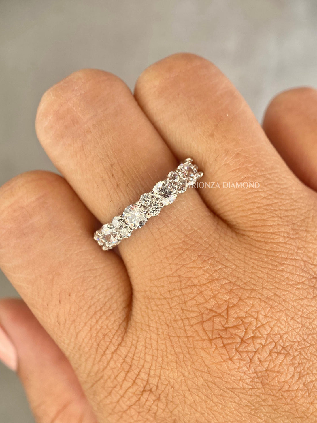 4MM Round Lab Diamond Vintage Wedding Band - Stackable Half Eternity