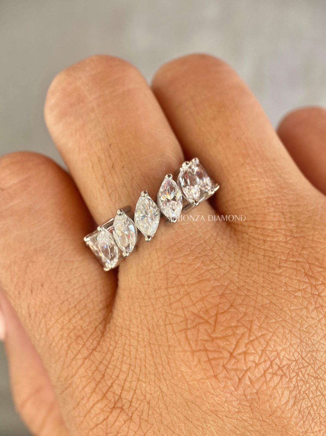 Marquise Lab Diamond Eternity Band 14K White Gold - Wedding Ring