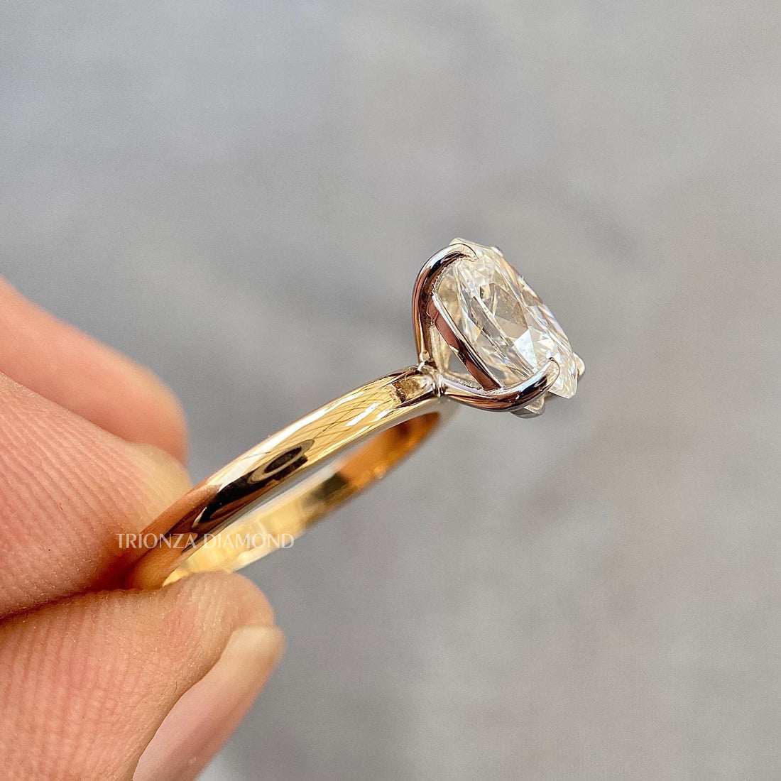 2 CT Oval Lab Diamond Engagement Ring - Two-Tone 14k Gold IGI Certified