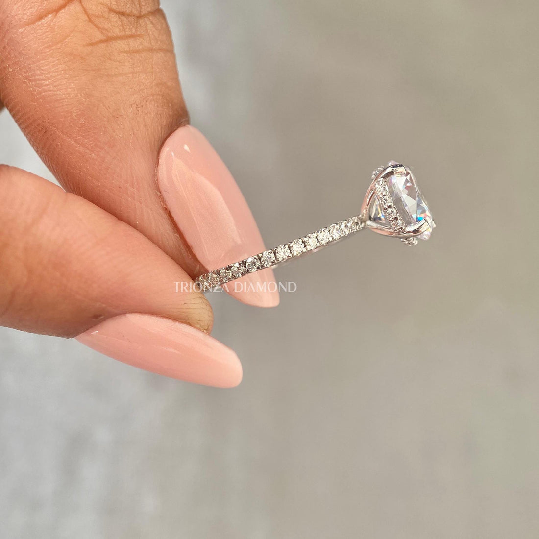 2 CT Round Lab Diamond Engagement Ring - Hidden Halo Pavé, IGI Cert