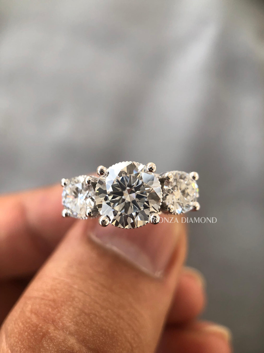 4 TCW 3-Stone Round Lab Diamond Anniversary & Wedding Ring 14K Gold