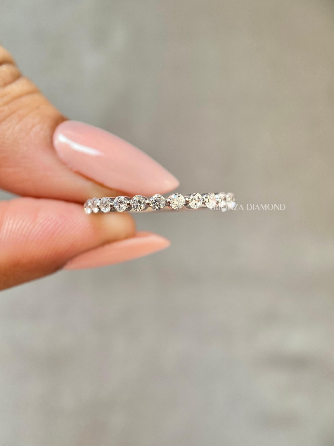 1.50mm Floating Bubble Half Eternity Lab Diamond Wedding Band