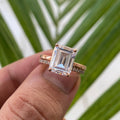 Emerald cut moissanite bridal set crafted in 14K solid gold for a timeless look