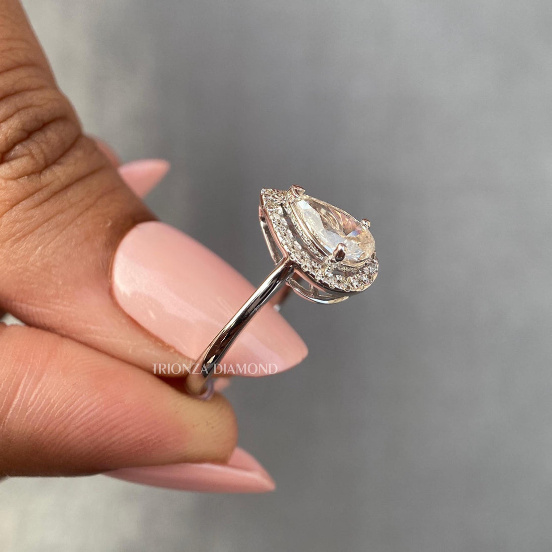 1.50 CT Light Grey Pear Lab Diamond Wedding Ring - IGI Certified