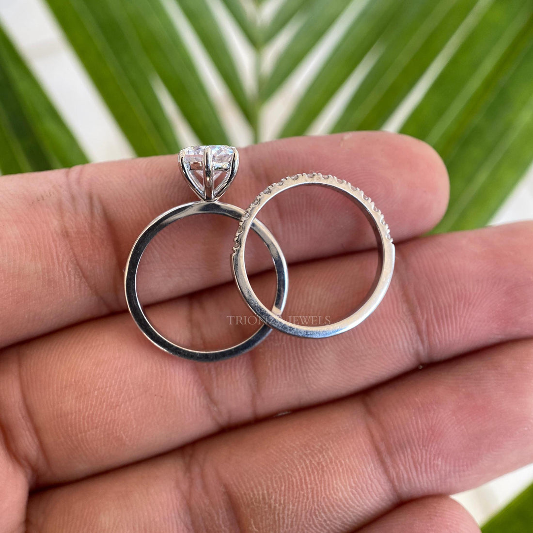 VVS Oval Moissanite Bridal Set - 1.50 CT 14k White Gold Ring For Her