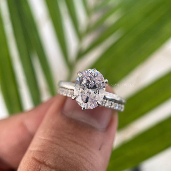 VVS Oval Moissanite Bridal Set - 1.50 CT 14k White Gold Ring For Her