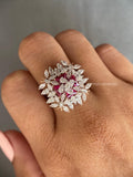 Designer diamond ring available in yellow, white, or rose 14K solid gold