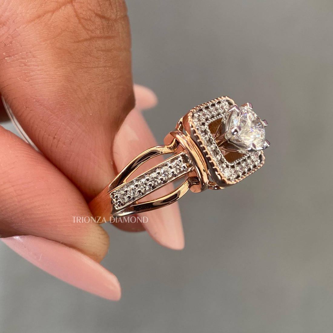 0.75 CT Round Halo Lab Grown Diamond Wedding Ring | D/VVS1 Gift