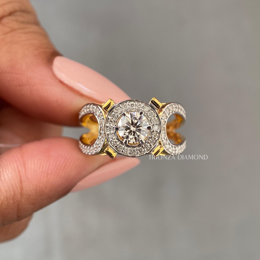 1.0 CT Round Halo Lab Grown Diamond Wedding Ring IGI Certified D/VVS2